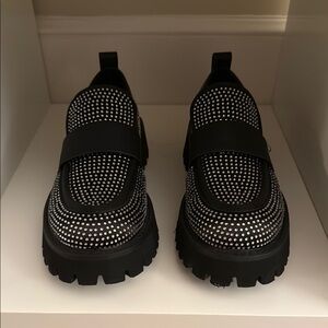 Karl Lagerfeld Black Studded Loafers
